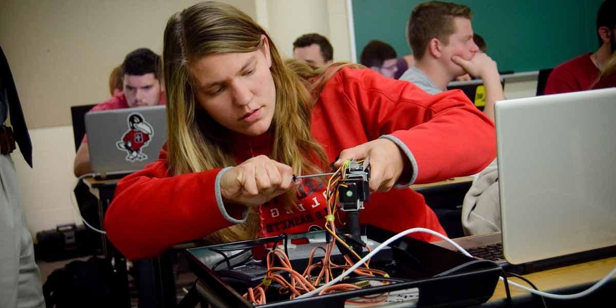 A student in Robotics class